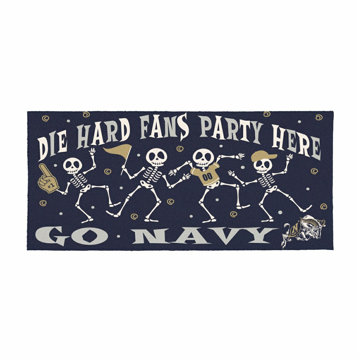 Team Sports America Exclusive - US Naval Academy Flocked Coir Halloween Sassafras Switch Mat, 22"x10"