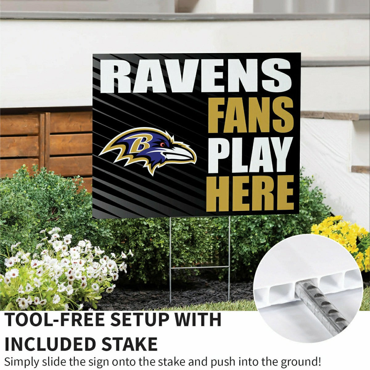 Team Sports America Signature - Baltimore Ravens Coroplast Yard Sign "Fans Play Here"