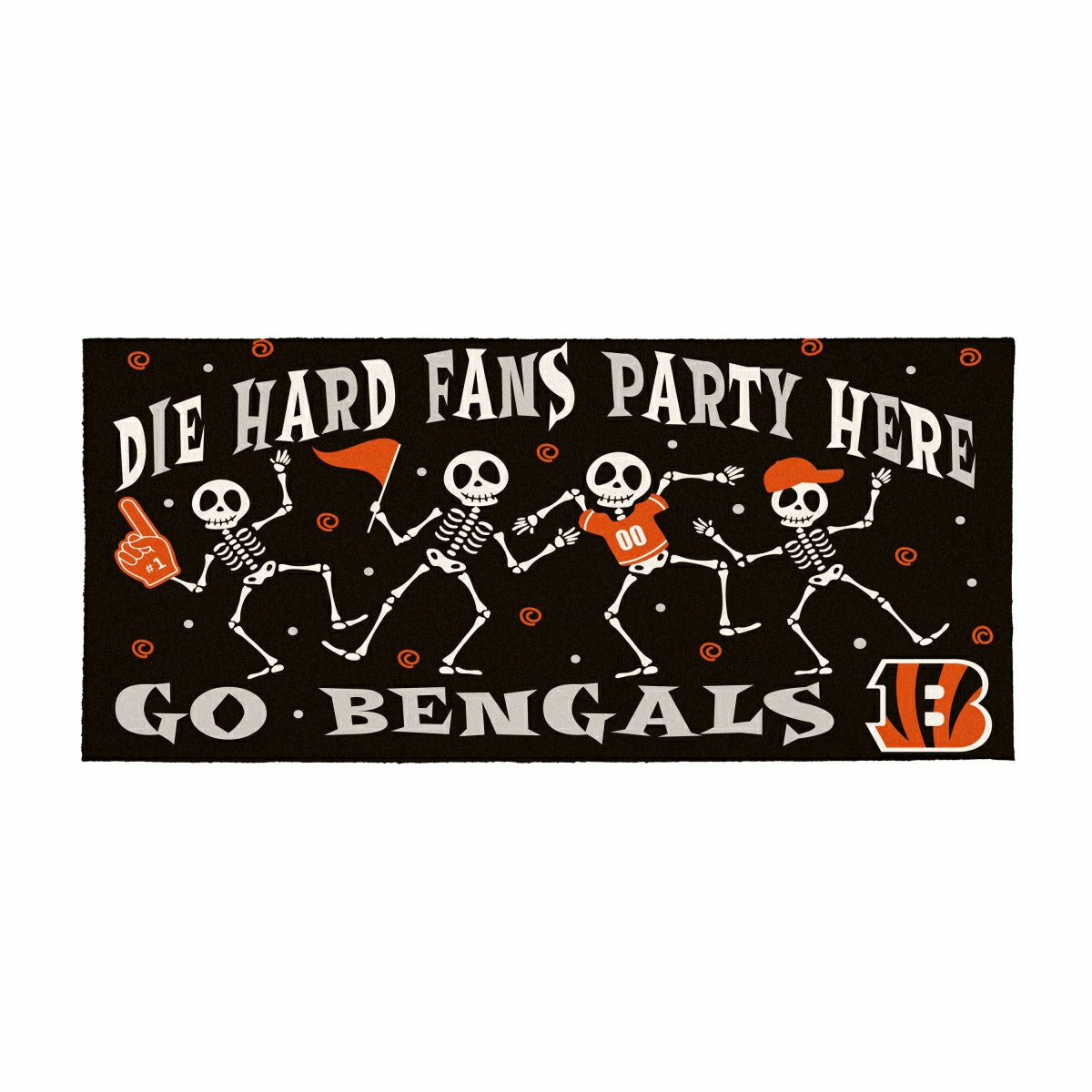 Team Sports America Essential - Cincinnati Bengals Flocked Coir Halloween Sassafras Switch Mat, 22"x10