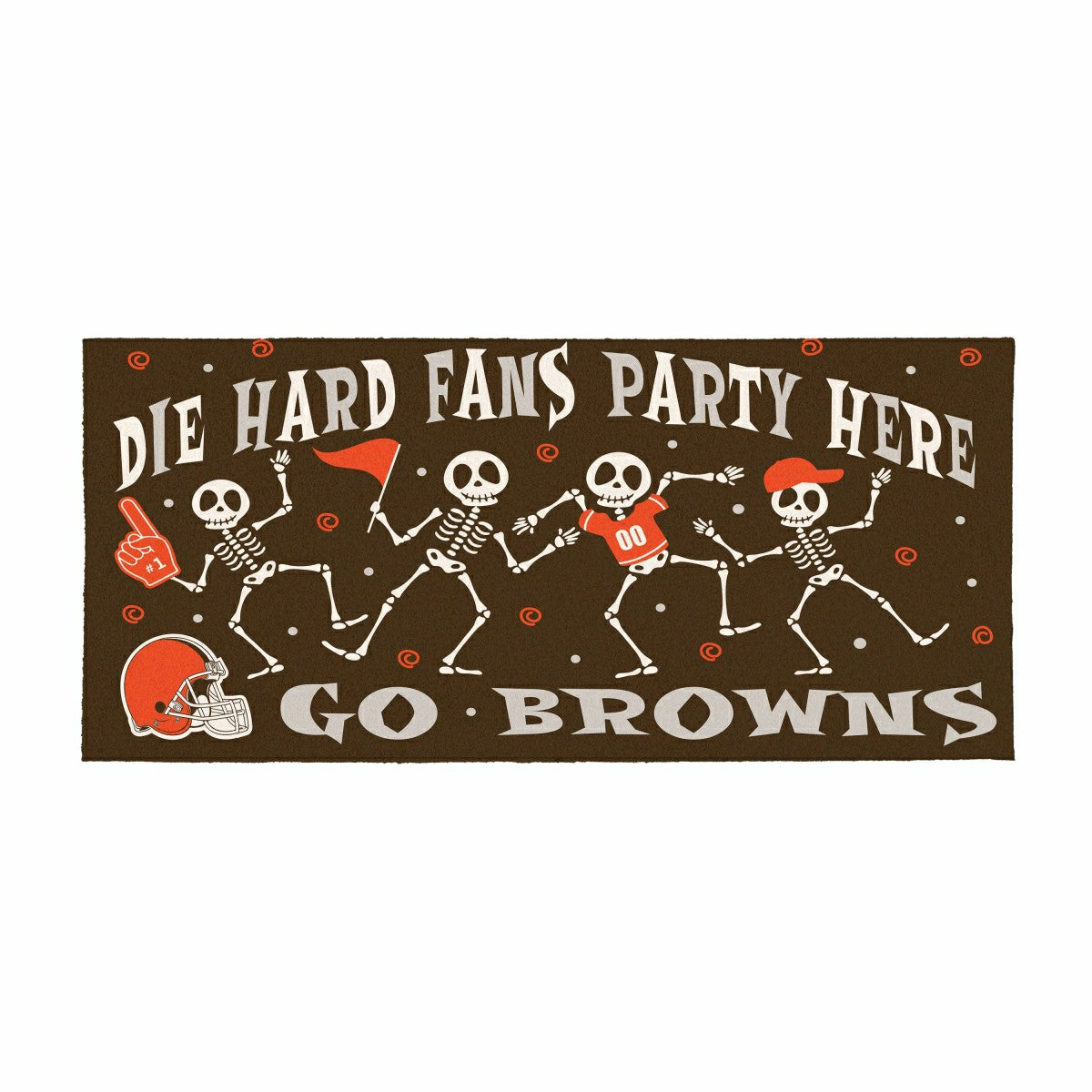 Team Sports America Signature - Cleveland Browns Flocked Coir Halloween Sassafras Switch Mat, 22"x10"