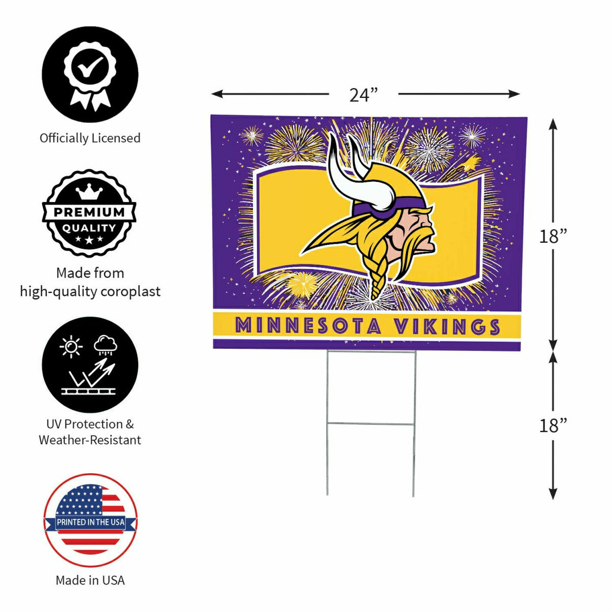 Team Sports America Value - Minnesota Vikings Yard Sign, Patriotic