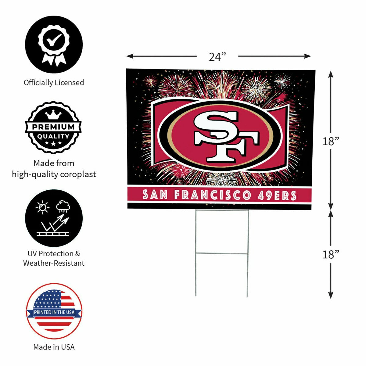 Team Sports America Value - San Francisco 49ers Yard Sign, Patriotic