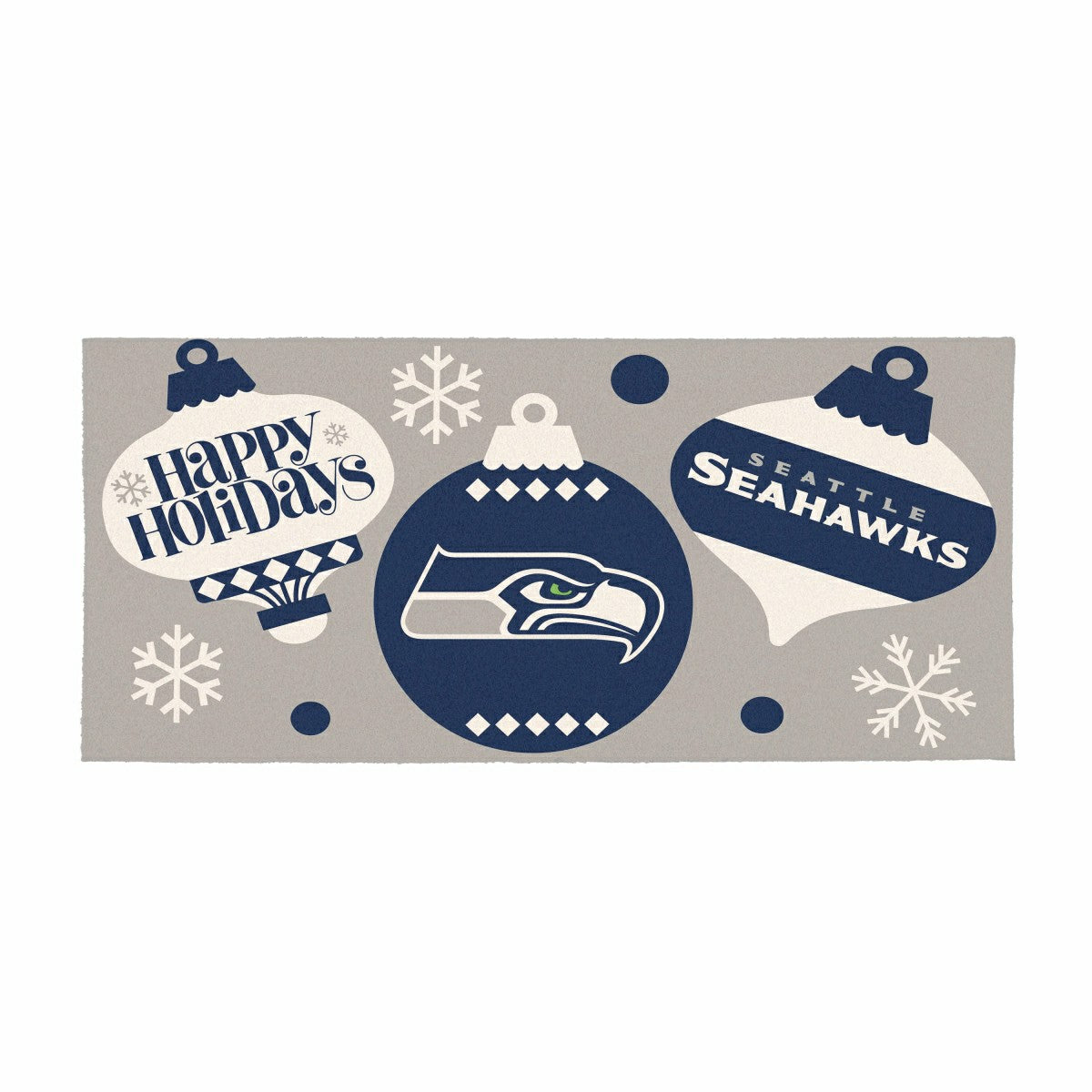 Team Sports America Best Seller - Seattle Seahawks Holiday Flocked Coir Sassafras Switch Mat, 22"x10"