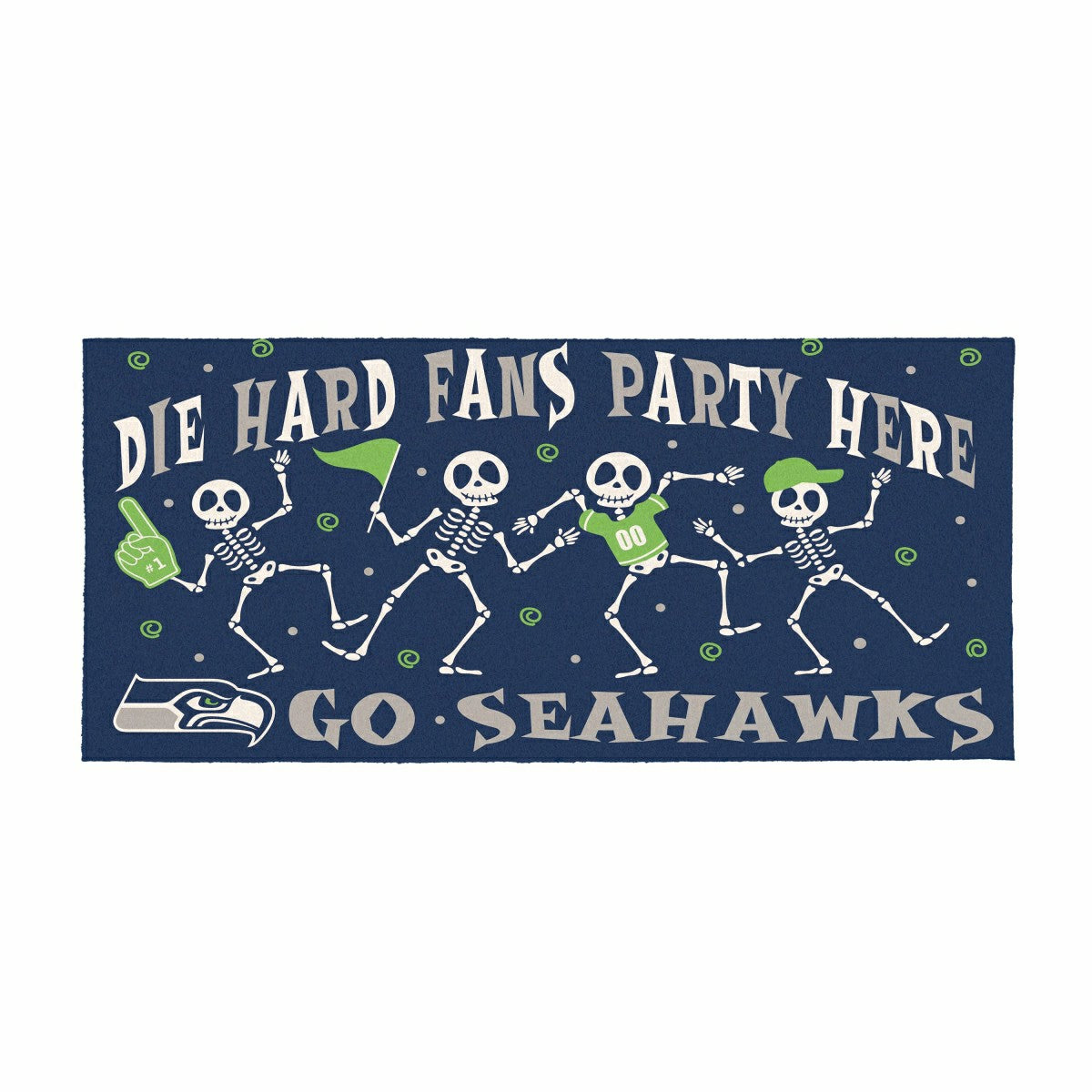 Team Sports America Recommended - Seattle Seahawks Flocked Coir Halloween Sassafras Switch Mat, 22"x10"