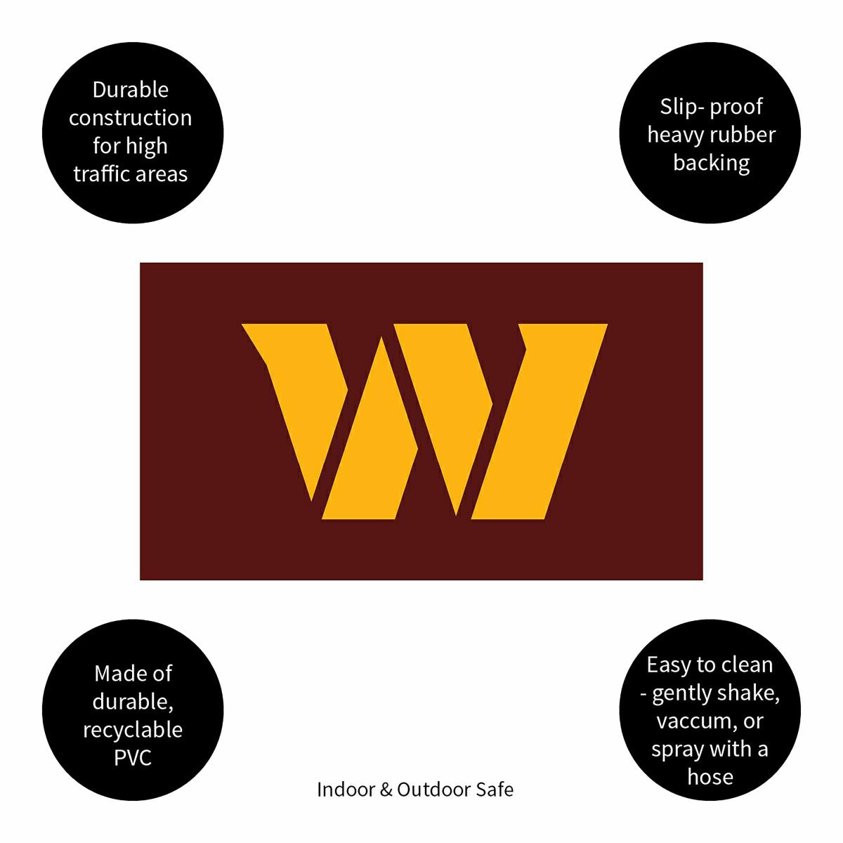 Team Sports America Exclusive - Full Color PVC Mat, 16" x 28", Washington Commanders