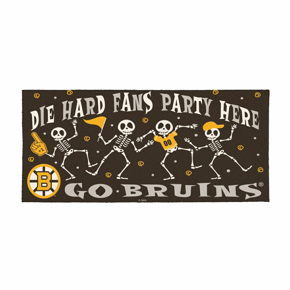 Team Sports America Classic - Boston Bruins Flocked Coir Halloween Sassafras Switch Mat, 22"x10"