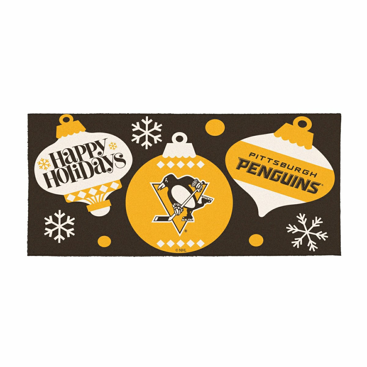 Team Sports America Essential - Pittsburgh Penguins Holiday Flocked Coir Sassafras Switch Mat, 22"x10"