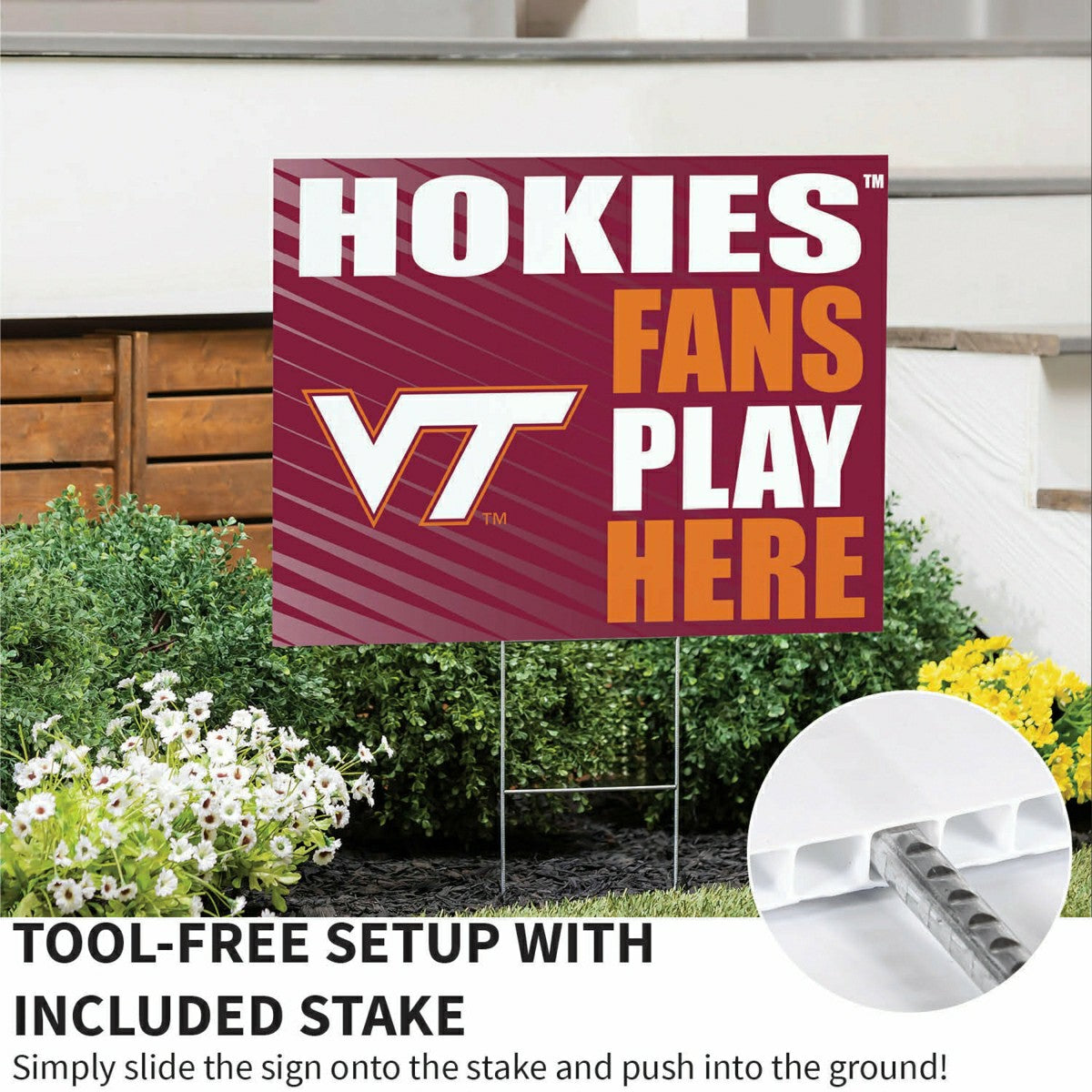 Team Sports America Value - Virginia Tech Coroplast Yard Sign "Fans Play Here"