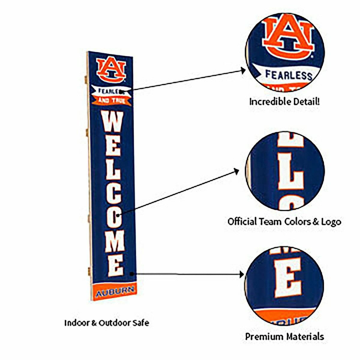 Team Sports America Essential - Auburn University Large Single Sided Leaner, 46"