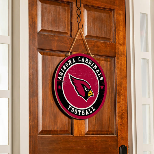 Team Sports America Exclusive - Arizona Cardinals Round Door Décor with Hanging Rope, 18x18
