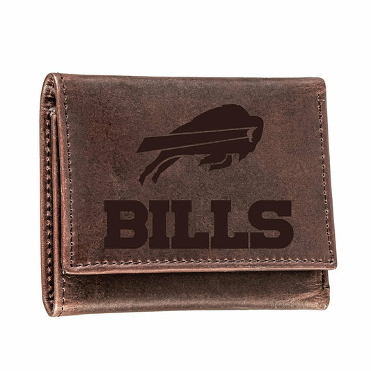 Team Sports America Value - Buffalo Bills, Tri-Fold Wallet, Brown, CH, 100% Genuine Leather
