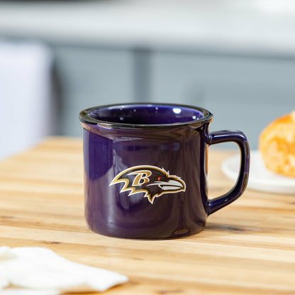 Team Sports America Classic - Baltimore Ravens Ceramic Camp Cup with Enamel Finish, 14oz