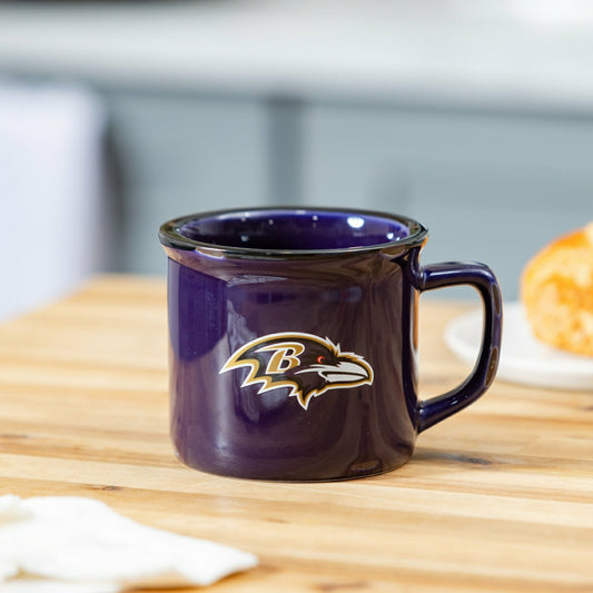 Team Sports America Classic - Baltimore Ravens Ceramic Camp Cup with Enamel Finish, 14oz