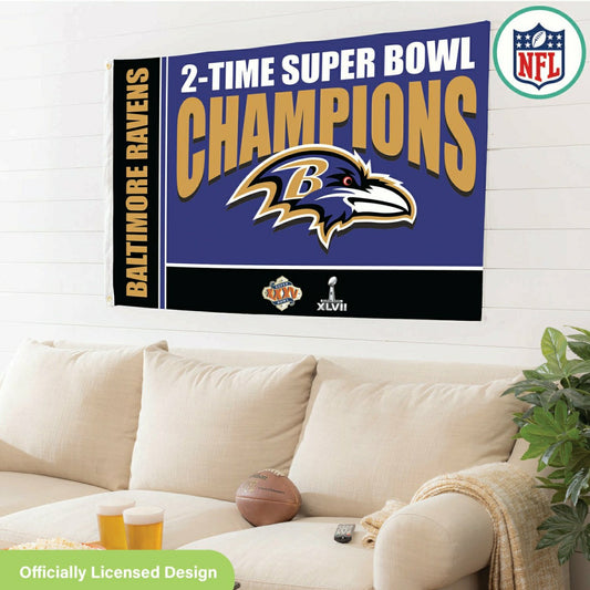 Team Sports America Best Seller - Baltimore Ravens 3X Superbowl Champions Football 3x5 Flag