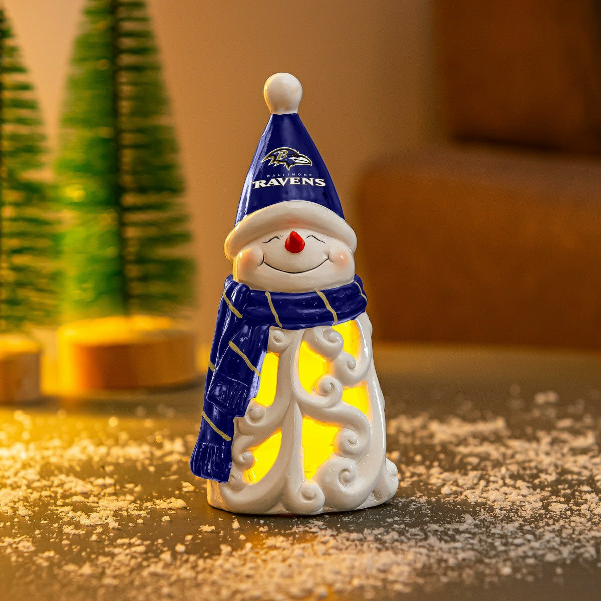 Team Sports America Essential - Baltimore Ravens Snowman LED Statuary, 8"
