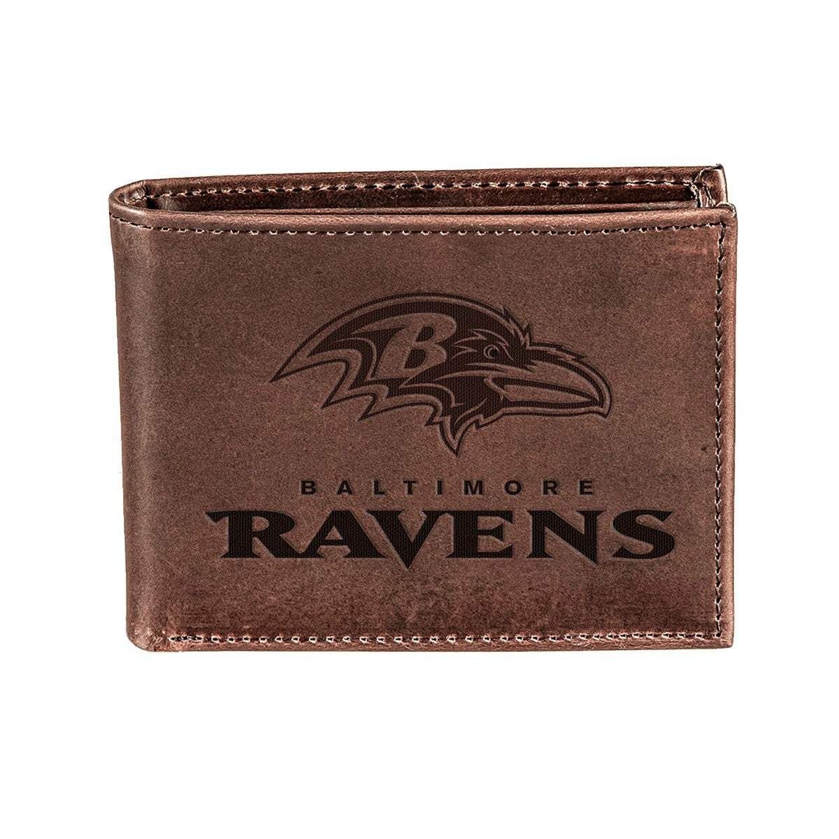 Team Sports America Essential - Baltimore Ravens, Bi-Fold Wallet, Brown, CH, 100% Genuine Leather