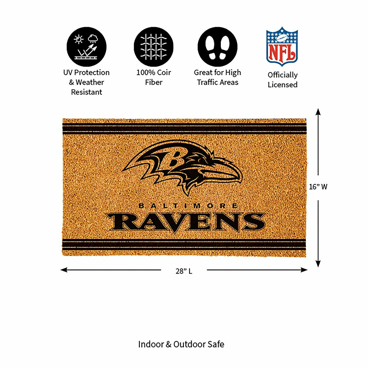 Team Sports America Recommended - Baltimore Ravens, Coir Mat 1C