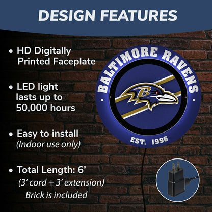 Team Sports America Essential - Baltimore Ravens, Metal Lite, Round