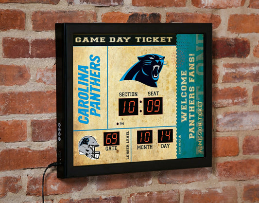 Team Sports America Signature - Scoreboard Wall Clock, Carolina Panthers