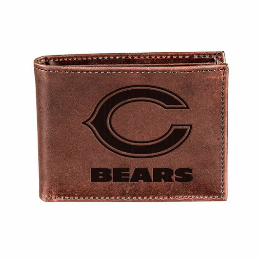 Team Sports America Signature - Chicago Bears, Bi-Fold Wallet, Brown, CH, 100% Genuine Leather