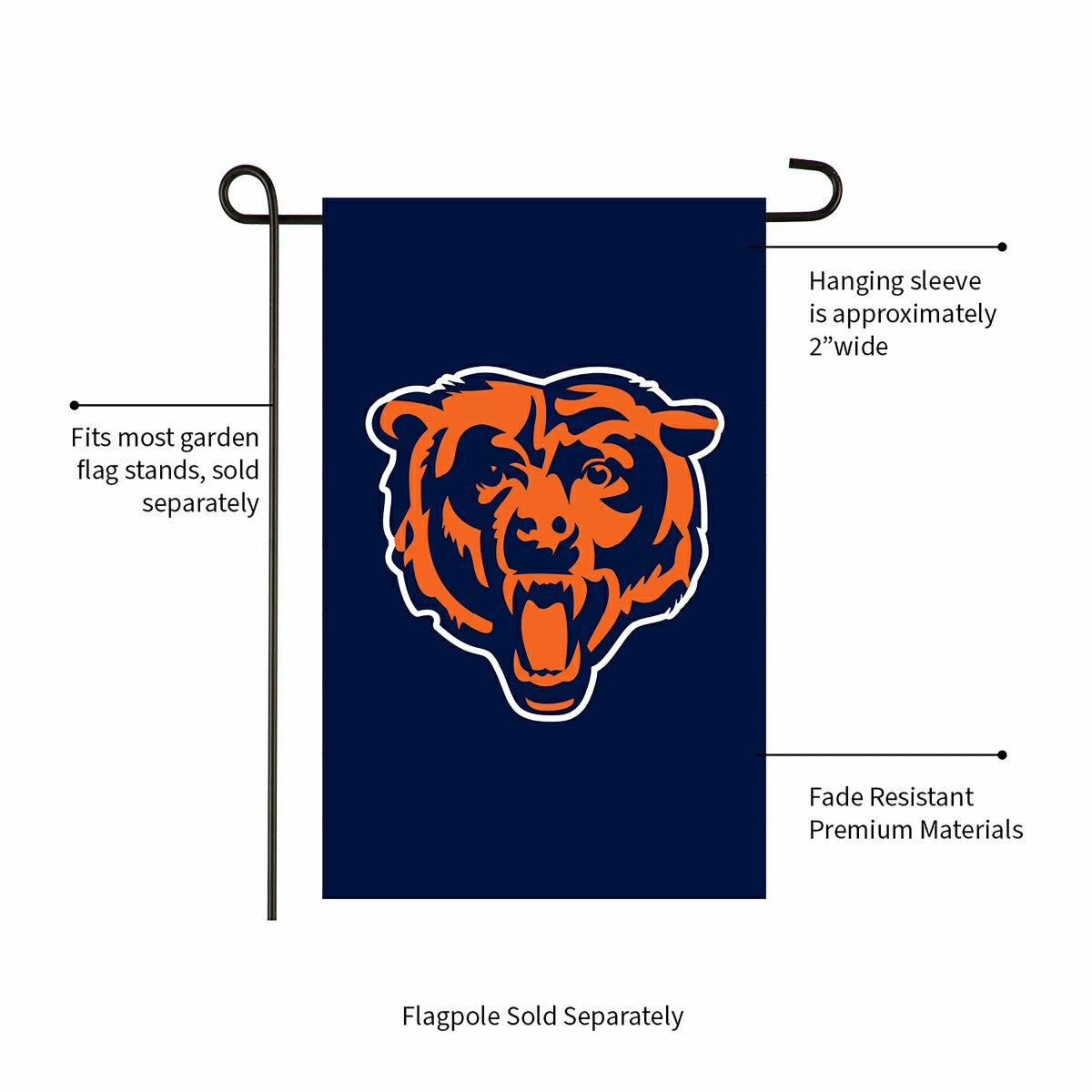 Team Sports America Signature - Chicago Bears Applique Garden Flag