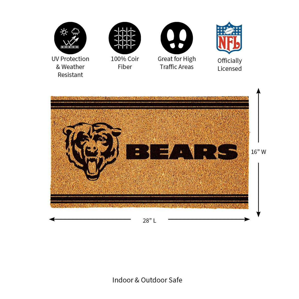 Team Sports America Recommended - Chicago Bears, Coir Mat 1C