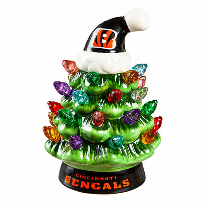 Team Sports America Value - 4" Mini LED Tabletop Christmas Tree, Set of 2, Cincinnati Bengals