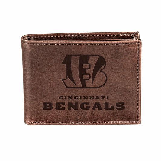 Team Sports America Classic - Cincinnati Bengals, Bi-Fold Wallet, Brown, CH, 100% Genuine Leather