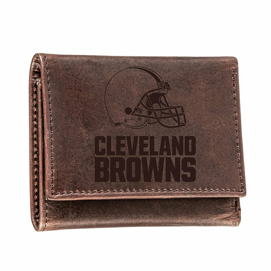 Team Sports America Classic - Cleveland Browns, Tri-Fold Wallet, Brown, CH, 100% Genuine Leather