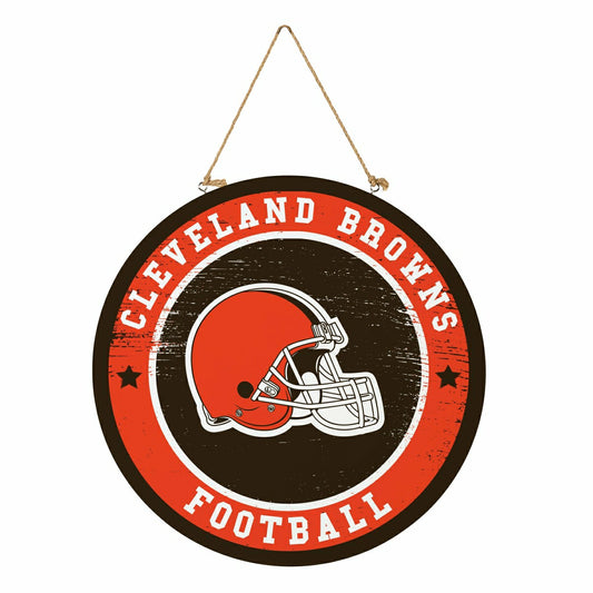 Team Sports America Exclusive - Cleveland Browns Round Door Décor with Hanging Rope, 18x18