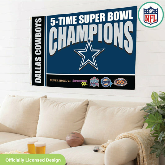 Team Sports America Classic - Dallas Cowboys 5X Superbowl Champions Football 3x5 Flag
