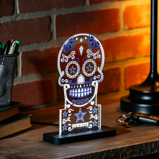 Team Sports America Essential - Dallas Cowboys NFL Football Sugar Skull Desklite LED Decor