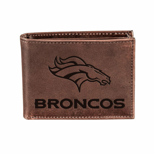 Team Sports America Trending - Denver Broncos, Bi-Fold Wallet, Brown, CH, 100% Genuine Leather