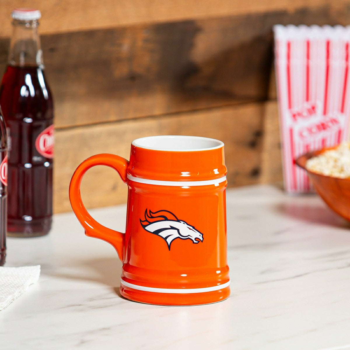 Team Sports America Essential - Denver Broncos Ceramic Stein Cup, 24oz