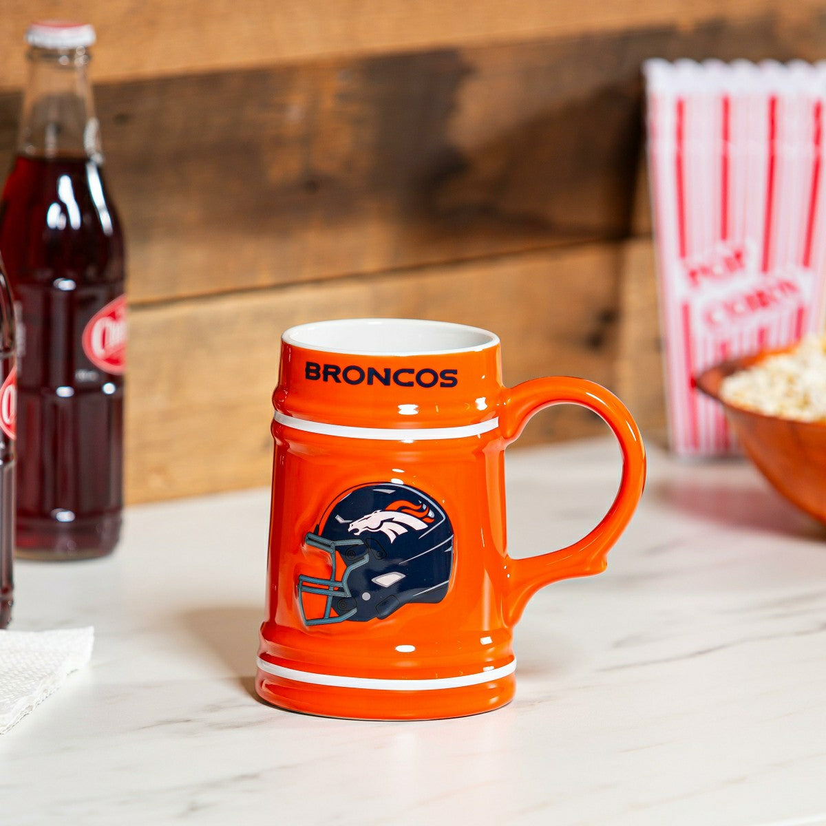 Team Sports America Essential - Denver Broncos Ceramic Stein Cup, 24oz