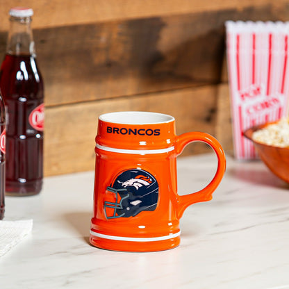 Team Sports America Essential - Denver Broncos Ceramic Stein Cup, 24oz