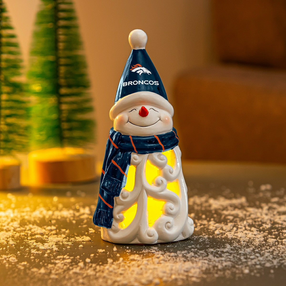 Team Sports America Value - Denver Broncos Snowman LED Statuary, 8"
