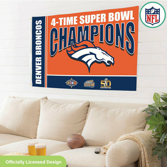 Team Sports America Trending - Denver Broncos 3X Superbowl Champions Football 3x5 Flag