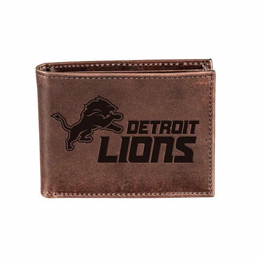 Team Sports America Trending - Detroit Lions, Bi-Fold Wallet, Brown, CH, 100% Genuine Leather