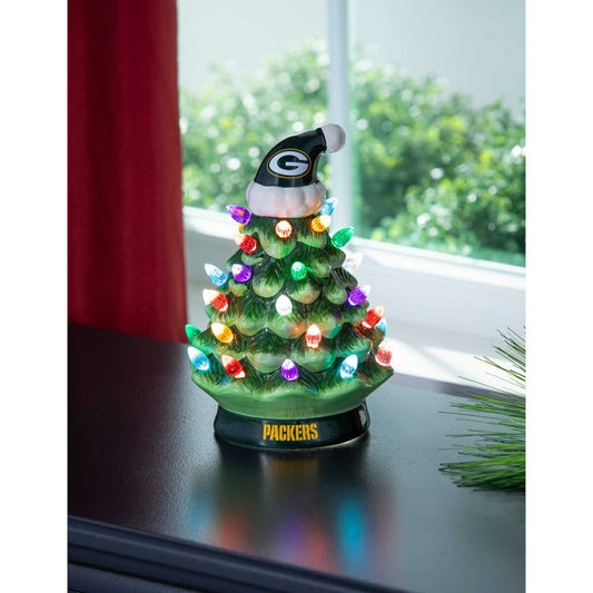 Team Sports America Best Seller - 8" LED Ceramic Christmas Tree, Green Bay Packers