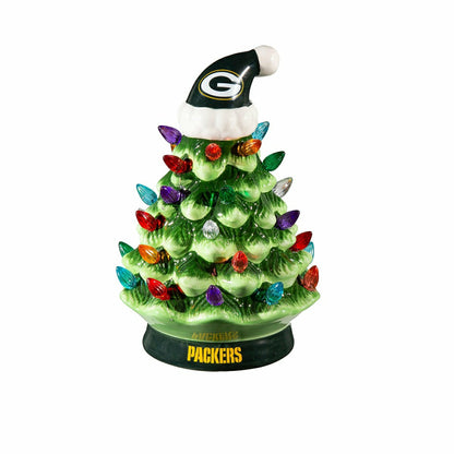 Team Sports America Best Seller - 8" LED Ceramic Christmas Tree, Green Bay Packers