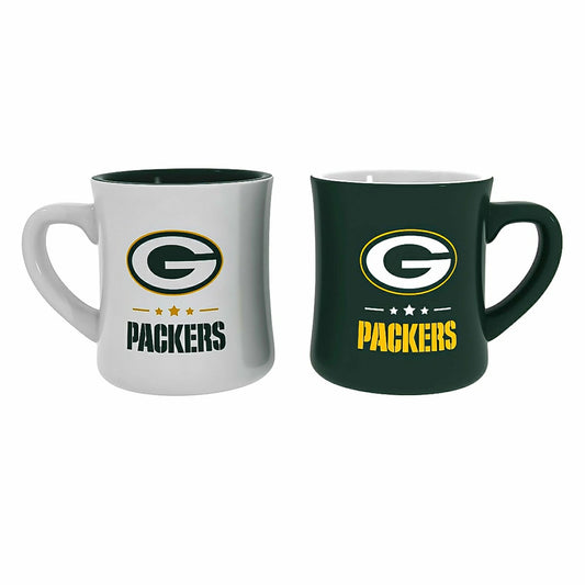 Team Sports America Best Seller - Green Bay Packers 10oz Ceramic Cup Set, 2pc
