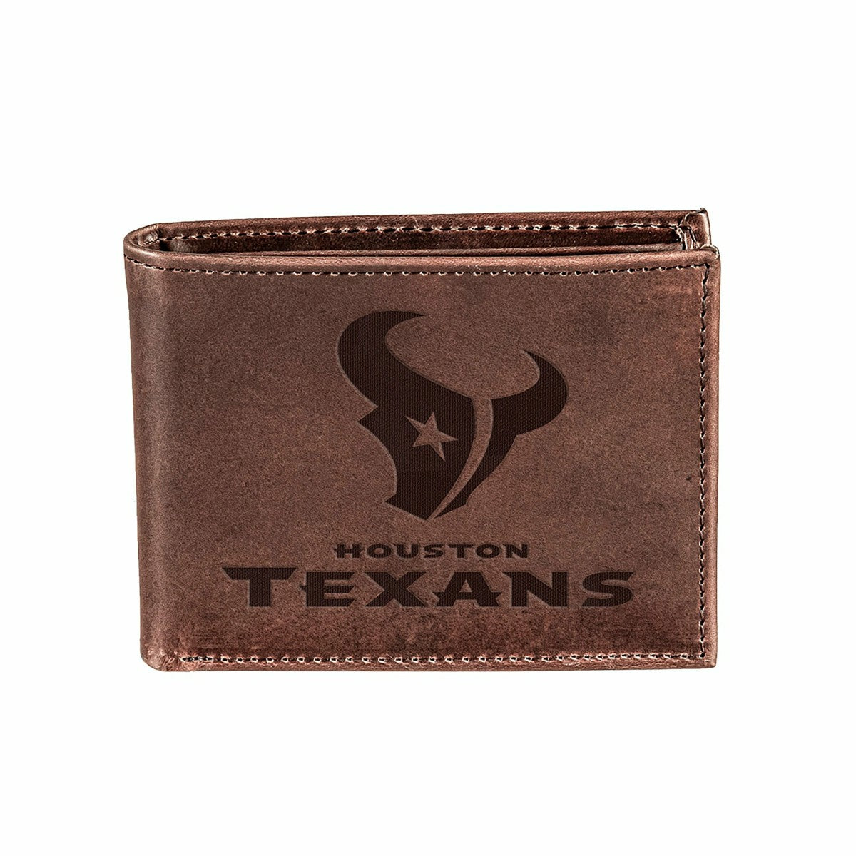 Team Sports America Essential - Houston Texans, Bi-Fold Wallet, Brown, CH, 100% Genuine Leather