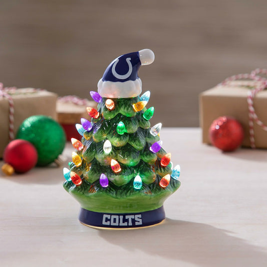 Team Sports America Value - 8" LED Ceramic Christmas Tree, Indianapolis Colts