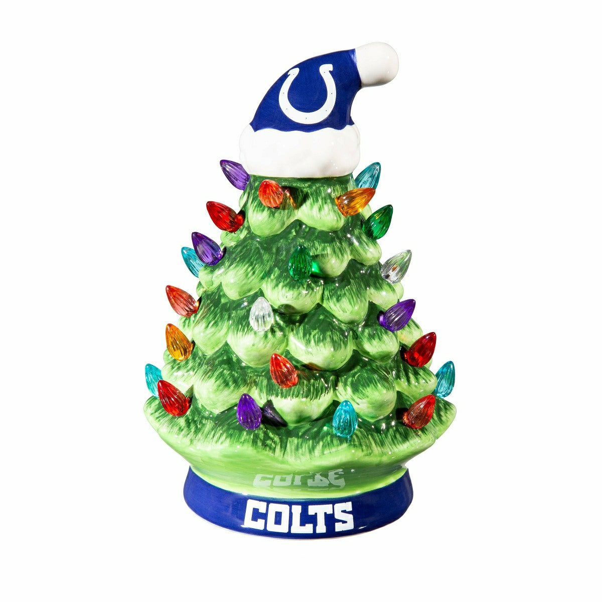 Team Sports America Value - 8" LED Ceramic Christmas Tree, Indianapolis Colts