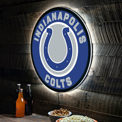 Team Sports America Essential - LED Wall Decor, Round, Indianapolis Colts