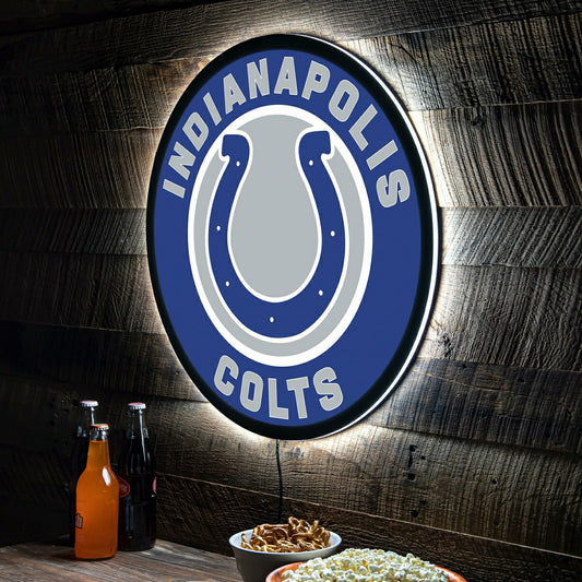 Team Sports America Essential - LED Wall Decor, Round, Indianapolis Colts