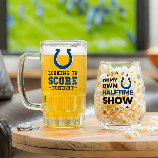 Team Sports America Everyday - Indianapolis Colts, Stemless 17OZ Wine & Beer 16 OZ Gift Set