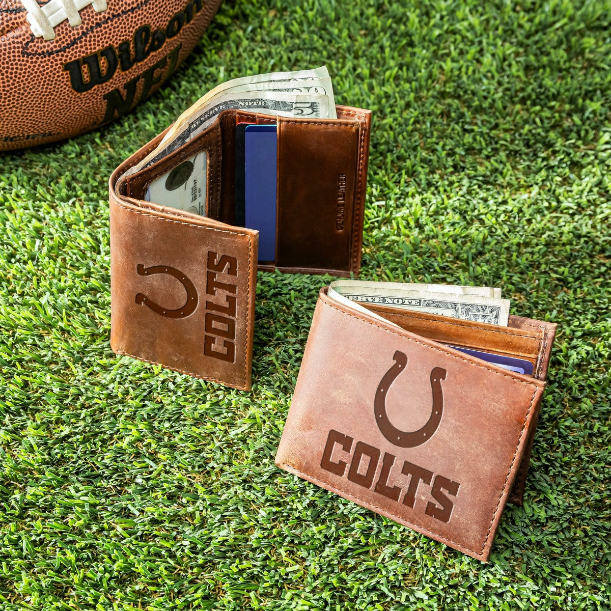 Team Sports America Signature - Indianapolis Colts, Bi-Fold and Tri-Fold Wallet Gift Set, Brown
