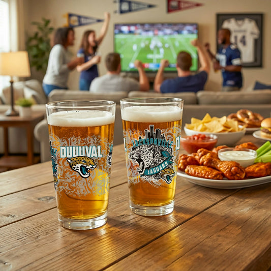 Team Sports America Exclusive - Jacksonville Jaguars 16oz Glass pint, Set of 2
